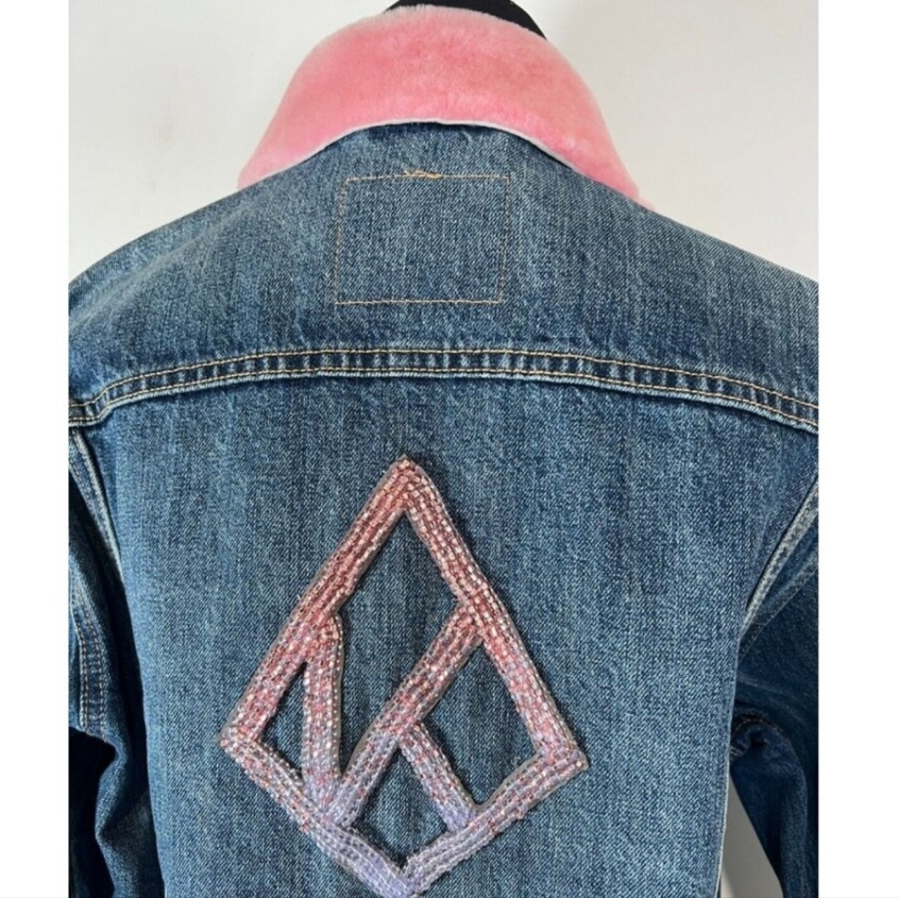 LEVI'S X THERMA KOTA | Women's Custom Denim w/ Pink Shearling Button Up … - Picture 5 of 7